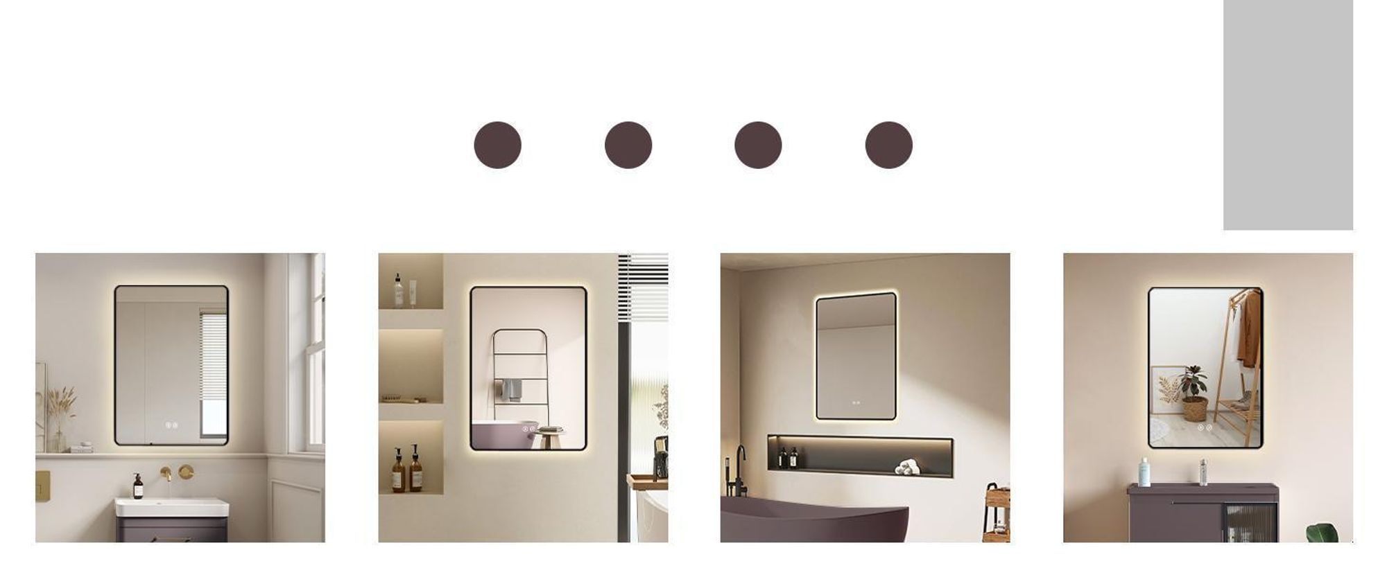 HOKO Miroir de salle de bain antibuée LED 60x80cm avec cadre HAUT+QUER Montage Interrupteur tactile+lumière alternante blanc chaud-blanc froid-neutre Interrupteur mural activable