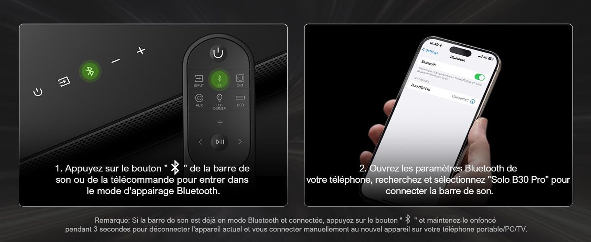 Barre de son ULTIMEA 2.1 canaux pour téléviseur avec basses réglables,via application, barre de son tout-en-un, haut-parleur TV Bluetooth 5.4, Poseidon M20