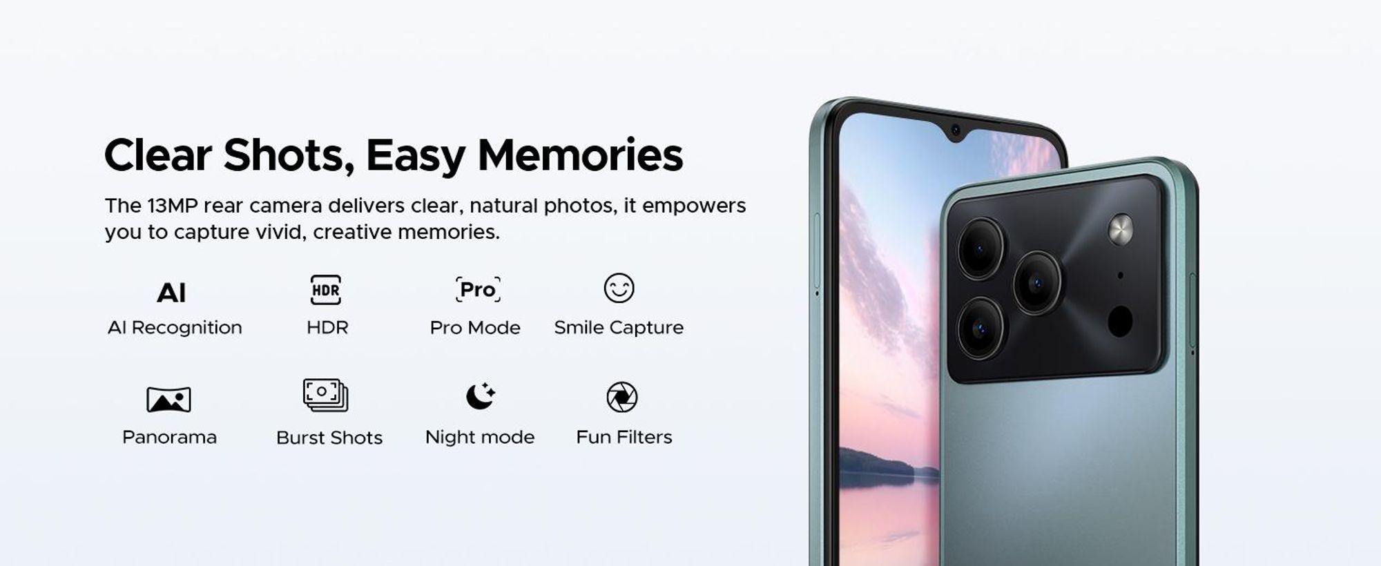 DOOGEE Note56 Pro – chytrý telefon, Android 16, 6,56" displej s obnovovací frekvencí 90 Hz, baterie 6150 mAh, 32 GB RAM + 128 GB interní paměti, 4G, podpora dvou SIM karet, 13MP fotoaparát, NFC, čtečka otisků prstů, rozpoznávání obličeje