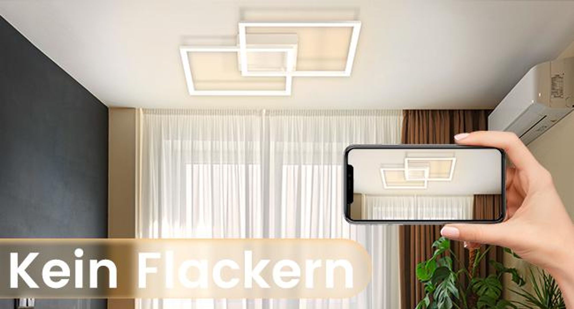 ZMH Ściemnialna lampa sufitowa LED do salonu - lampa sufitowa do salonu Nowoczesna lampa do sypialni z pilotem 52W