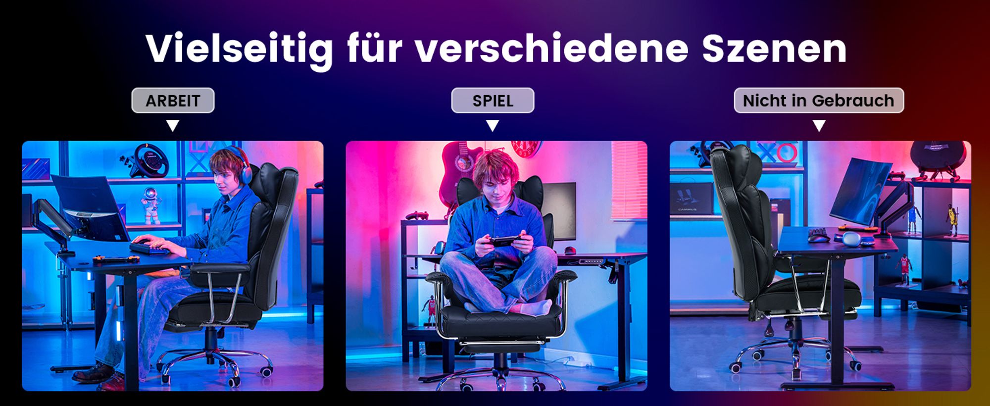GTPLAYER Gaming Stuhl, Gamer Stuhl, Ergonomischer Bürostuhl mit Fußstütze verstellbare Lenden und Kopfkissen, Gaming Chair Gepolstert, Gaming Sessel