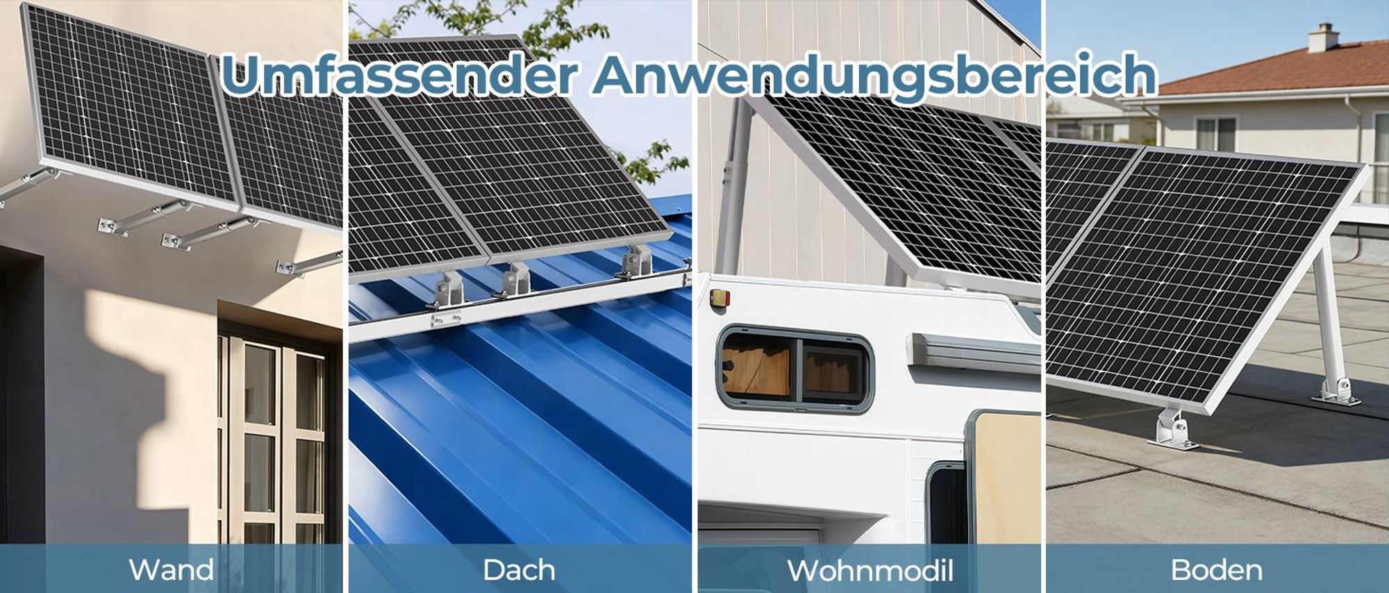 Solarpanel Halterung Solarmodul Bodenhalterung Aufständerung verstellbar PV Dachbefestigung Montage für 2 Solarmodul
