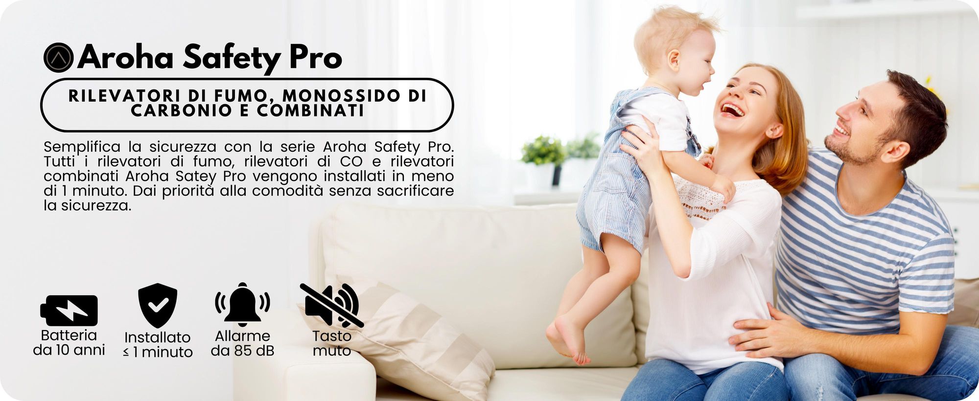 Aroha Safety Pro Rilevatore Di Fumo E Monossido Di Carbonio - Batteria Da 10 Anni - Allarme Antincendio & Rilevatore Monossido Di Carbonio