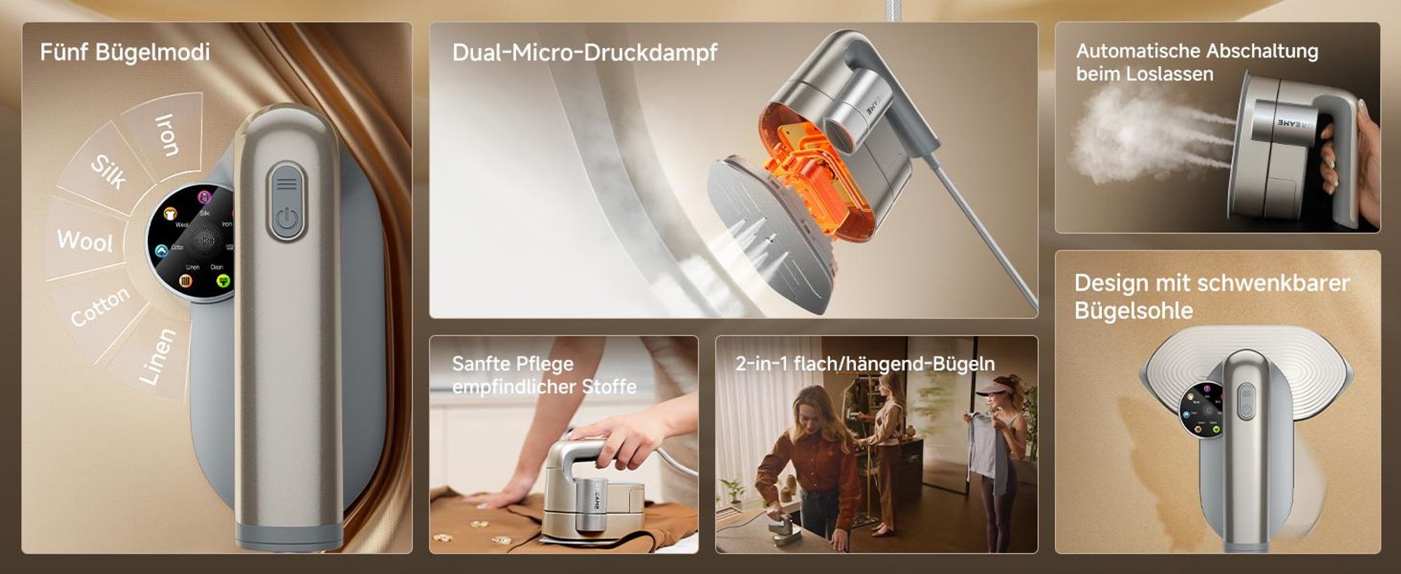 Dreame P7 Vertikaler Dampfbügeleisen, tragbares Bügeleisen, um 90 ° drehbares Dampfpanel, geeignet für alle Stoffe, Zuhause, Reisen, Zuhause und Büro