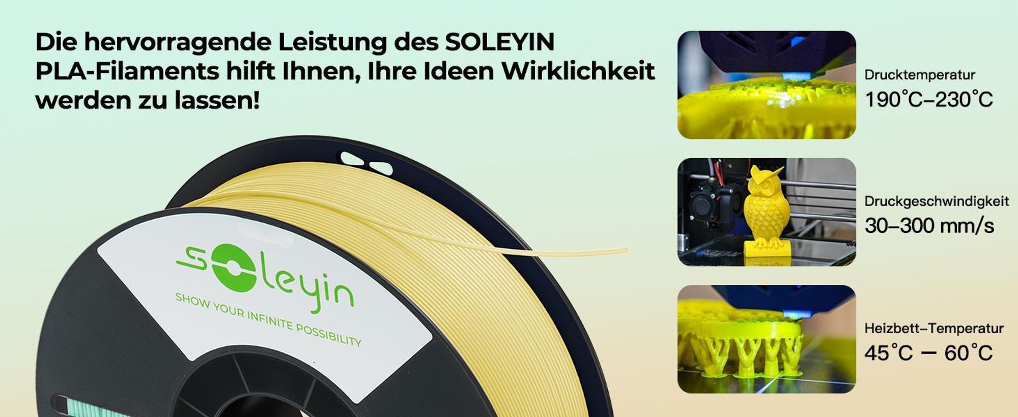 Creality Soleyin Ultra PLA Filament, 1.75mm, 1KG für 3D Drucker - MattGrau - 3301010517
