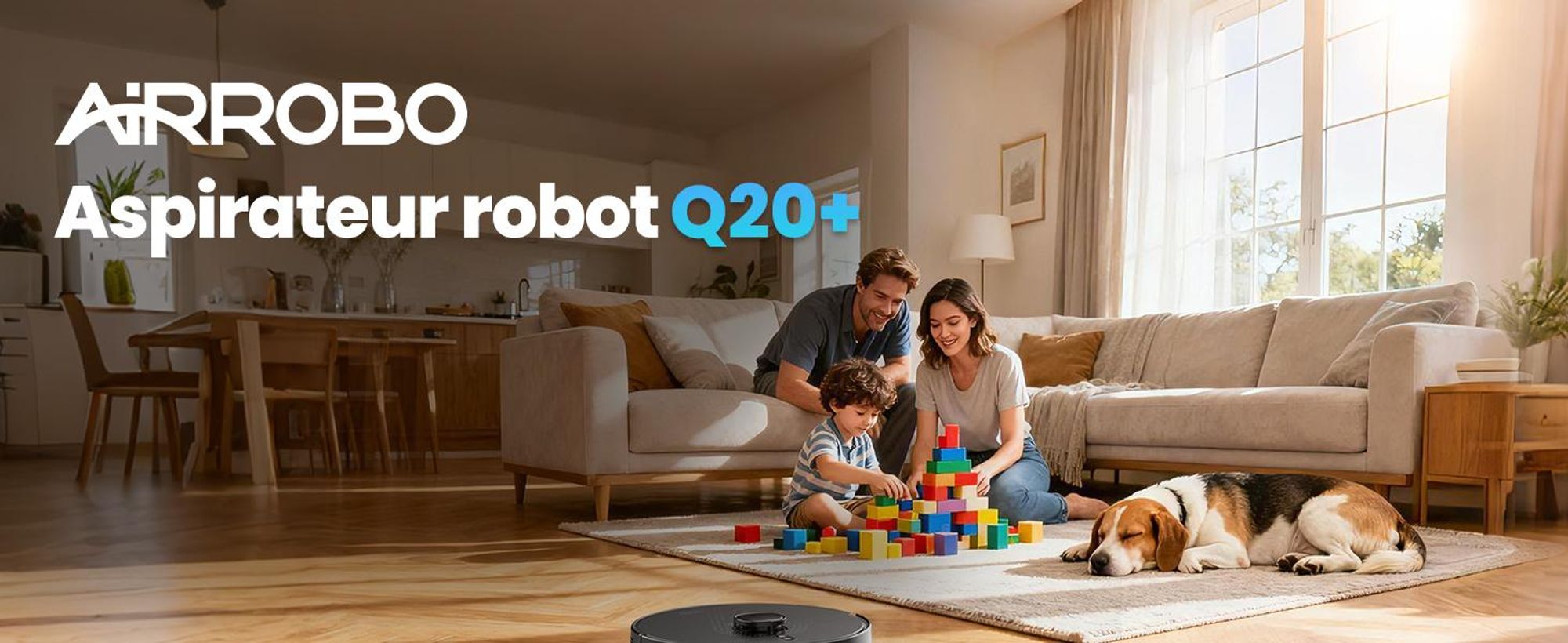 Robot aspirateur AIRROBO Q20 Plus avec station d'aspiration 3,5 L, robot aspirateur 8000 Pa avec fonction de nettoyage, navigation laser, cartographie de plusieurs étages