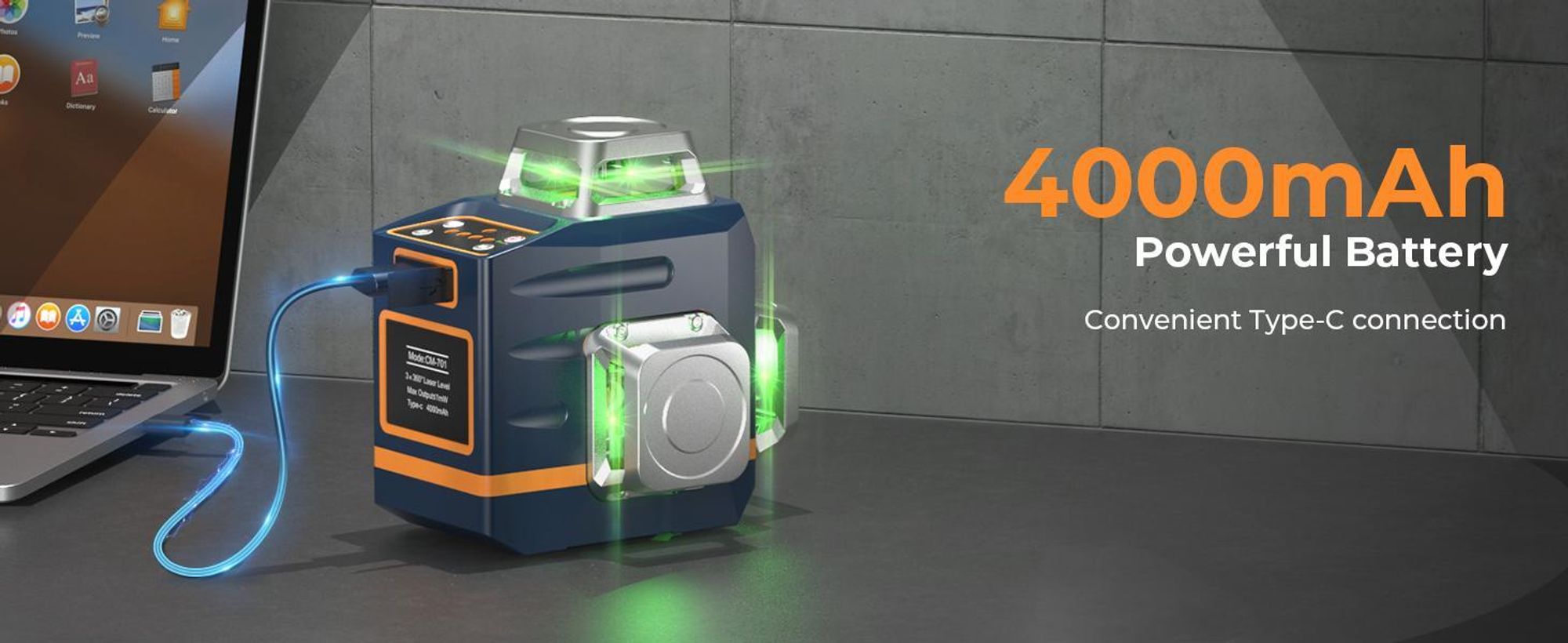 CIGMAN CM-701T 3D Kreuzlinienlaser mit Stativ, Fernbedienung, 3x360° Grünlaser