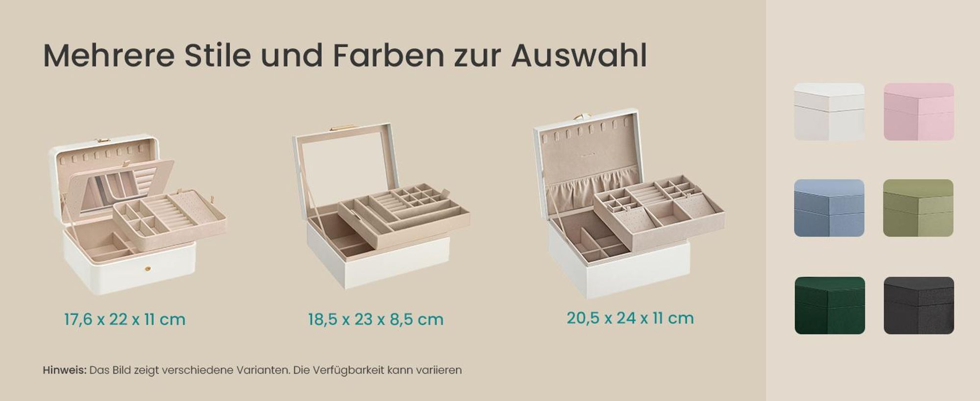 SONGMICS Schmuckkästchen, Schmuckkasten 2 Ebenen, herausnehmbares Schmucktablett