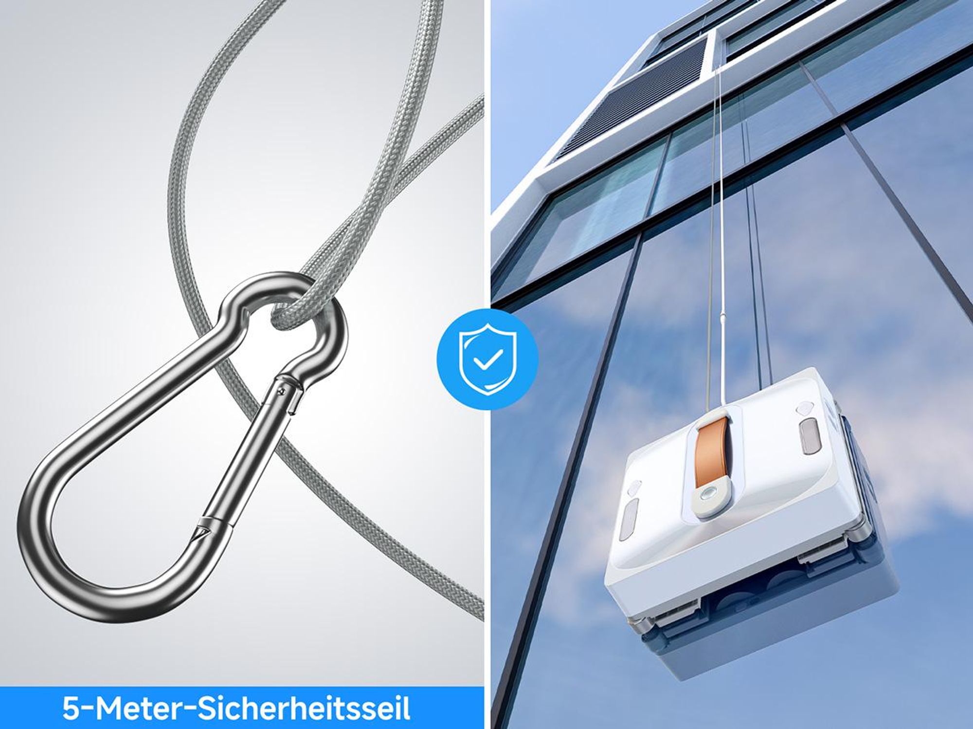 Lubluelu Smart Fensterputzroboter, 7.5KPa Saugkraft, Automatische Routenplanung, Kantenreinigung, Waschbare Mikrofasertücher, Doppelseitige Sprühdüsen