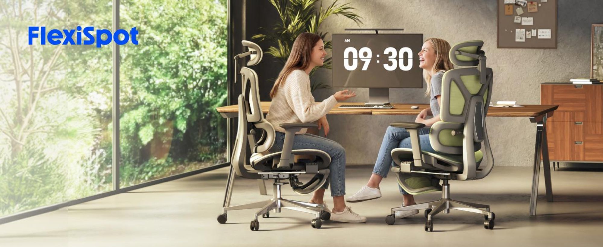 FLEXISPOT ErgoX Ergonomischer Bürostuhl mit Fußstütze, 3D-Armlehnen & Kopfstütze, 5D-verstellbare Rückenlehne, Tragfähigkeit von 136 kg, Grün