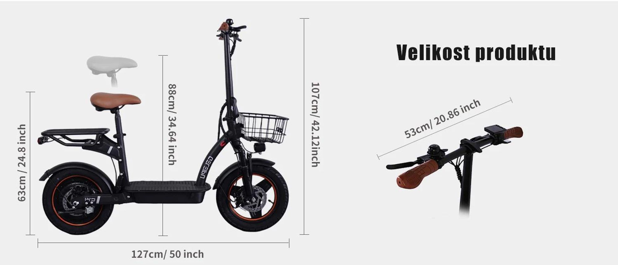 Elektrická Koloběžka GELEIPU C14 - 48V17.5Ah 14'' S Mechanickým Kotoučovým Brzdou A Železným Rámem - Černá