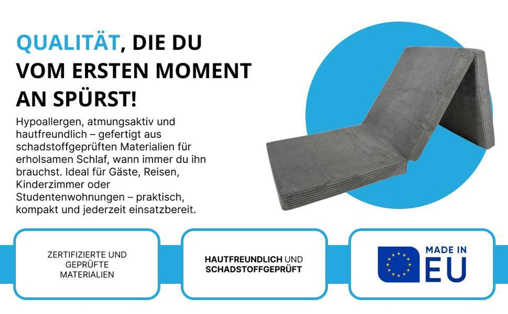 klappbares besuchermatratze gastebettmatratze kompakt klappmatratze gästematratze faltmatratze