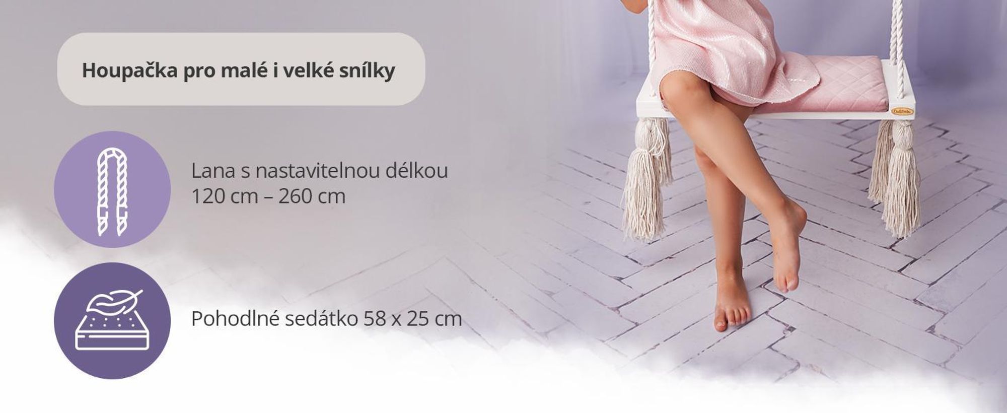 Create for you® - Dřevěná Houpačka Pro Děti, Bezpečná Domácí Houpačka, Velká Dětská Houpačka Do Interiéru, Sedátko Z Měkkého Materiálu, Výškově Nastavitelná - Béžová