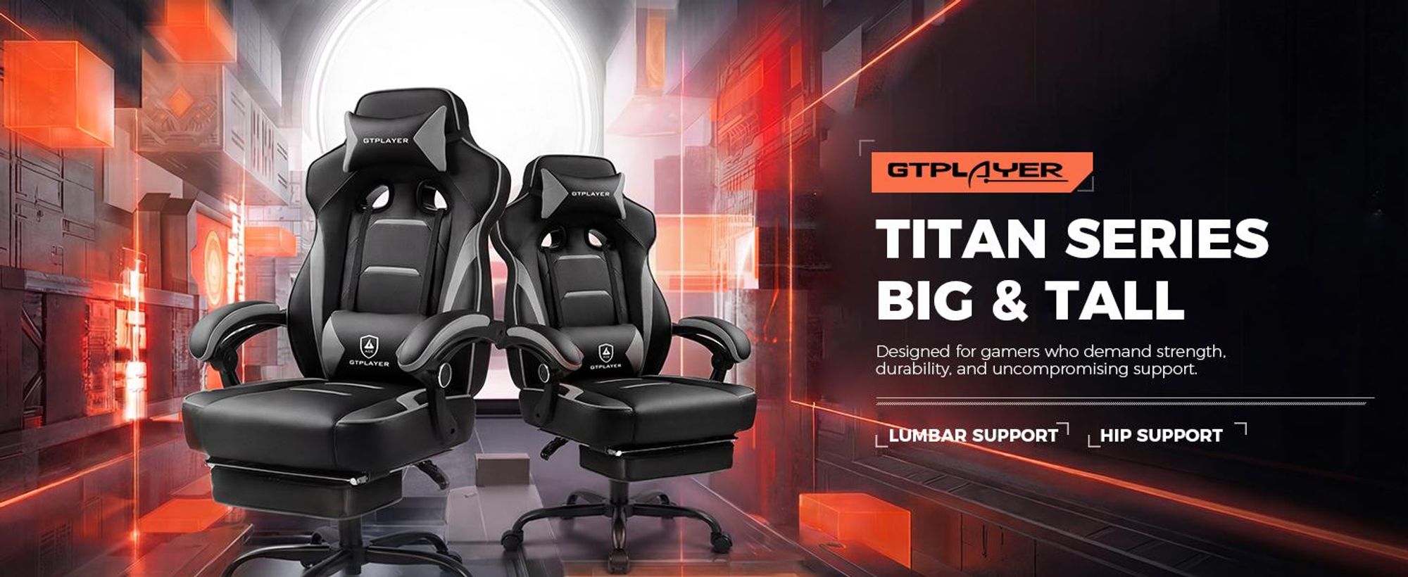 GTPLAYER Gaming stoel met voetsteun, ergonomische bureaustoel met een draagvermogen van 150 kg, gaming fauteuil met lendensteun en hoofdsteun, verstelbare computerstoel
