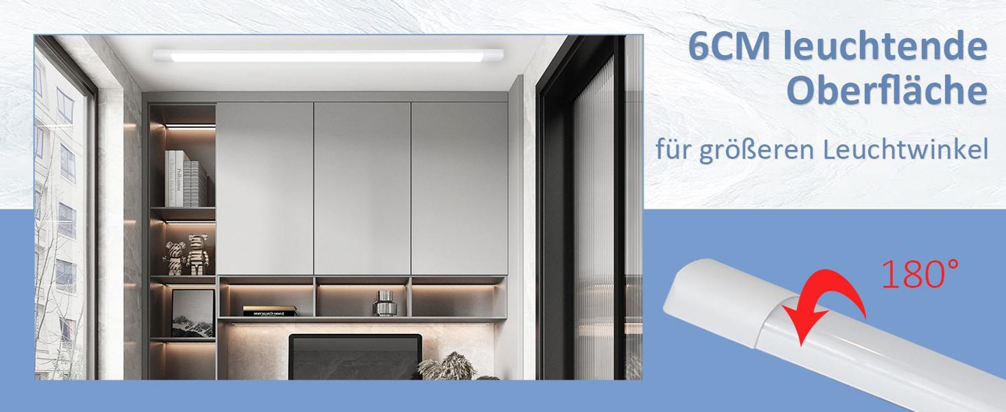 ZMH LED Deckenleuchte 120CM Deckenlampe 36W Werkstattlampe Kellerlampe Flach Neutralweiß 4000K Küchenlampe Energiesparen Röhre Abstrahlwinkel