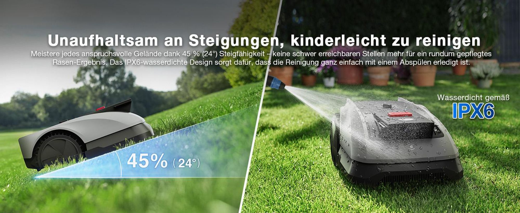 ECOVACS Mähroboter Goat O600 Ohne Begrenzungskabel, 600 m², RTK+Vision Navigation, Rasenmähroboter, KI-Hindernisvermeidung, passiert 0,7m Engstellen
