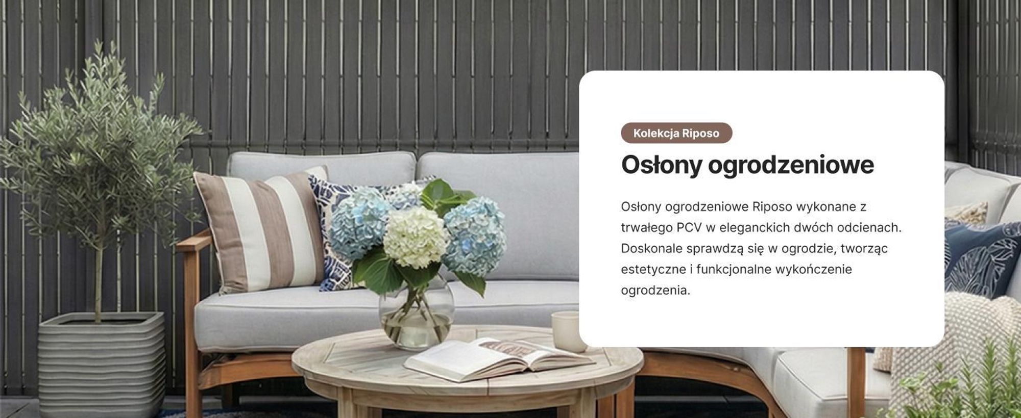 Osłona na Ogrodzenie Riposo Antracite Mazovia Całoroczna, Odporna na UV Szare Lamele na Płot Ogrodowy 153x250 cm
