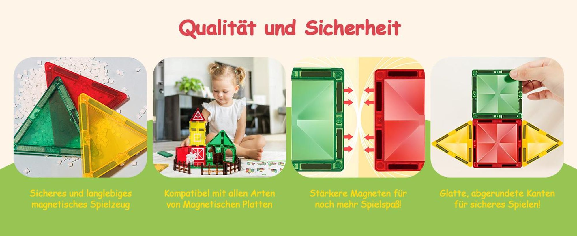 Olvy Magnetische Bausteine Montessori Spielzeug 80 pcs -Magnetic Tiles Kinder -Magnetbausteine - Magnetisches Konstruktionsspielzeug, Magna, Bauernhof