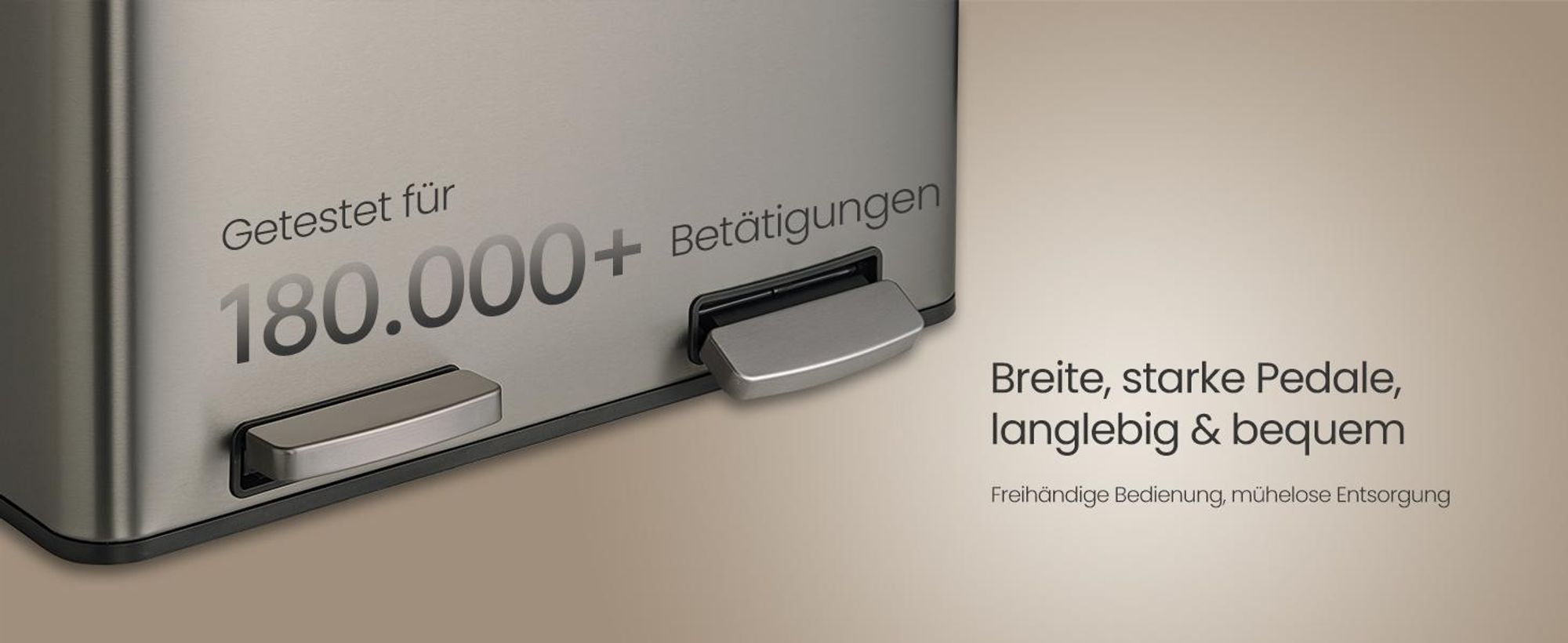 Abfalleimer 2 Fächer, Mülleimer 2 x 30 L, Tretmülleimer Softclose-Deckel, Küche, herausnehmbare Inneneimer, silbern