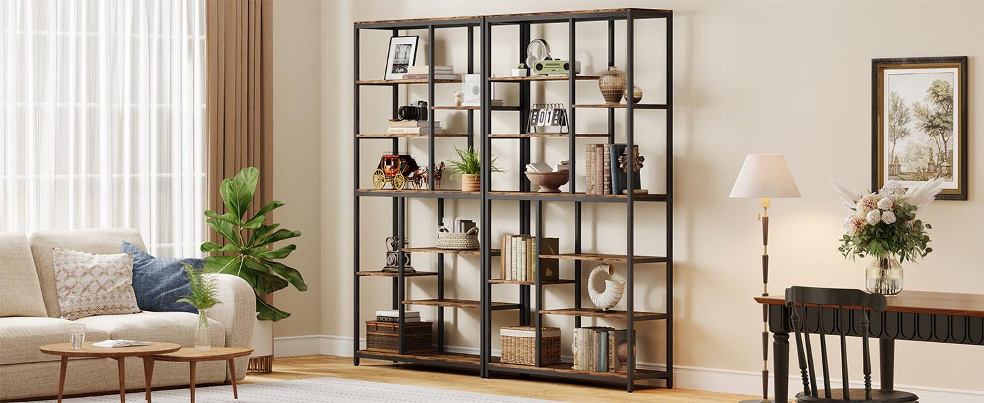 Tribesigns 200cm hohes Bücherregal,8-stöckiges Bücherregal, modernes freistehendes offenes Bücherregal,breites Etagerregal aus Holz,Aufbewahrungsregal