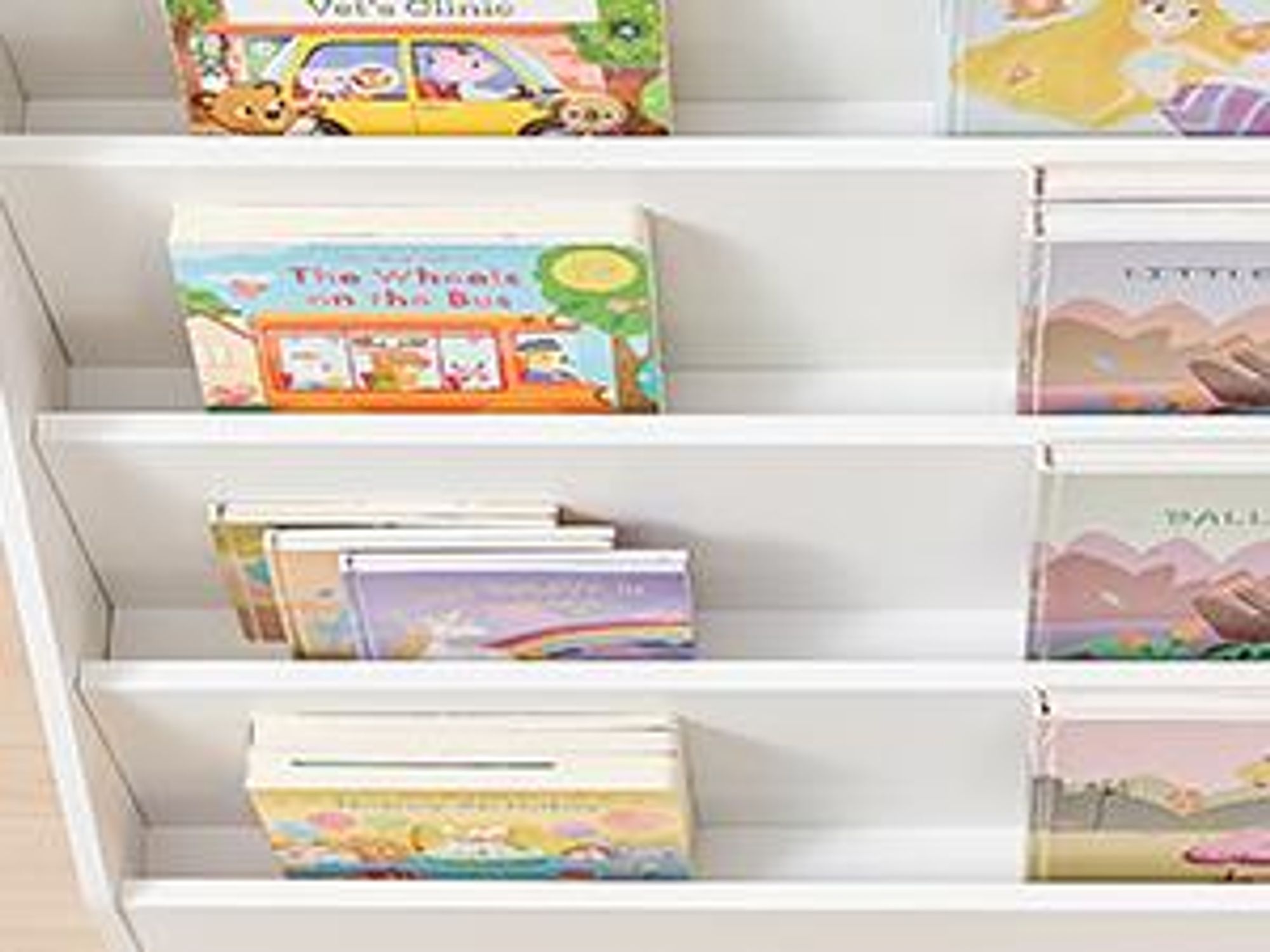 SONGMICS Kinder Bücherregal mit 5 Ebenen, Montessori Regal für Bilderbücher, Leseecke Kinderzimmer, 30 x 80 x 80 cm, weiß