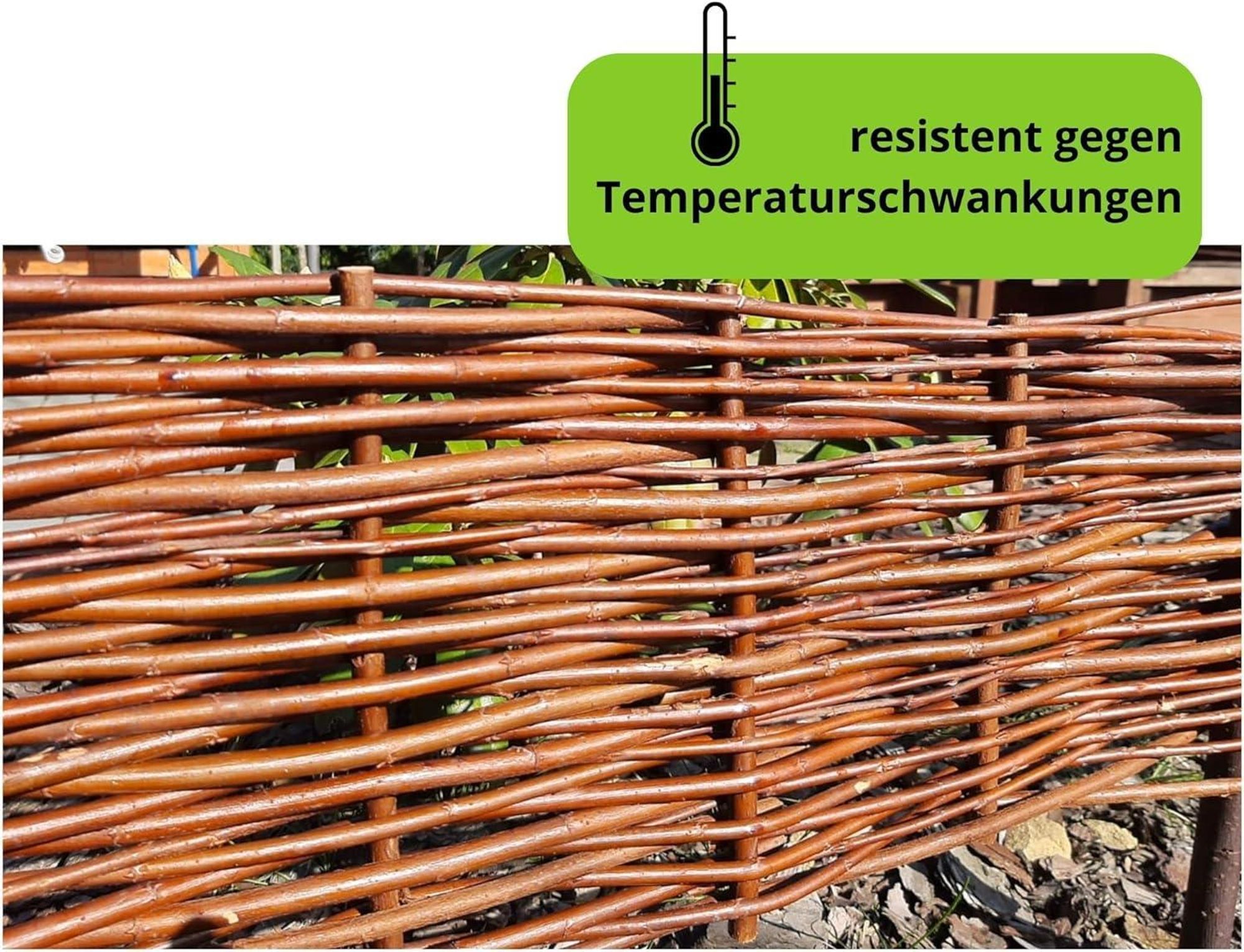 Beetbegrenzung aus Weide ( H 20 x B 120 cm 5 Stück) Palisade aus Weide, Beeteinfassung Weide in Vielen Größen, Natürlicher Weidenzaun