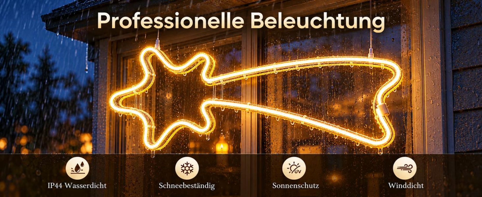 SALCAR LED Weihnachtsbeleuchtung 90 cm mit 300 LEDs, Weihnachtsdeko für Garten und Innenbereich, Neonlicht Dekolicht