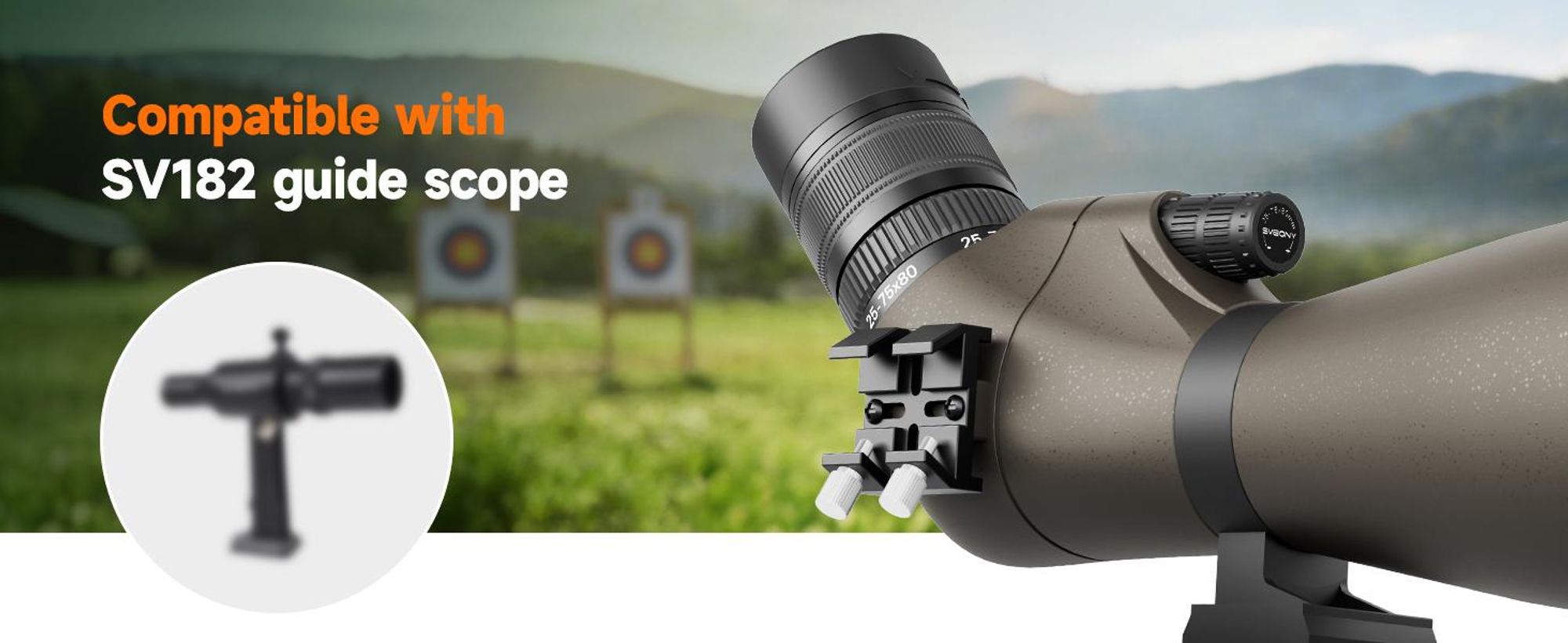 Svbony SV29 Spektiv, 25-75×80mm, 4-Glas 6-Linsen, mit Handyhalterung, verbesserte Version des SV13, für Sportschützen, Vogelbeobachtung