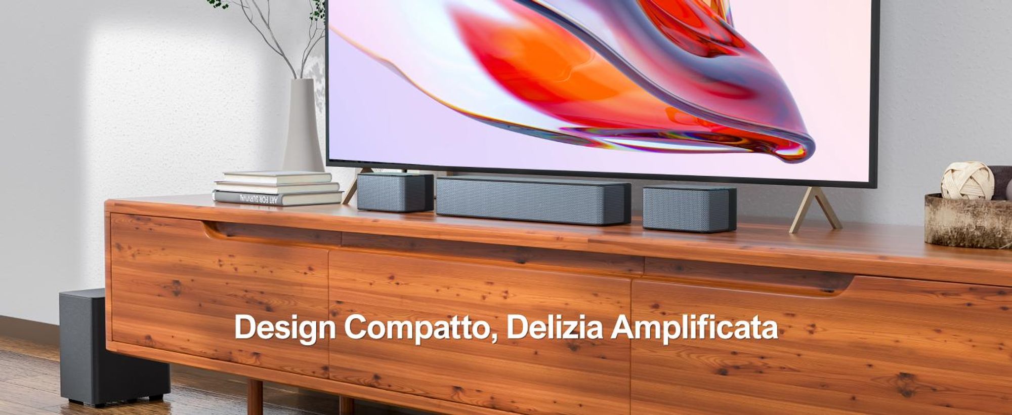 ULTIMEA 5.1 Soundbar Surround 320W, sistema surround virtuale, Soundbar con subwoofer e altoparlanti posteriori, Home Cinema regolabile in surround e bassi