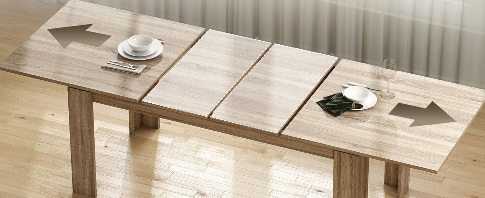 Rozkładany stół jadalny HOMCOM 180–260 x 90 cm, stół kuchenny dla 8–10 osób, dąb