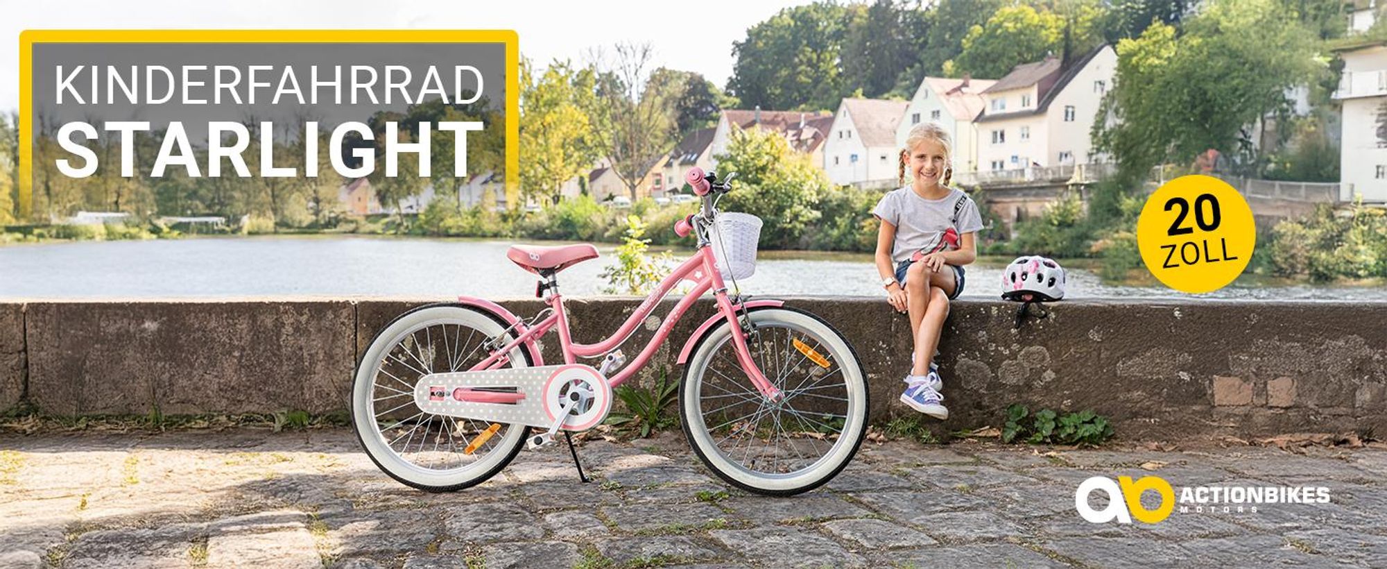 Actionbikes Kinderfahrrad Starlight 20 Zoll | Jugendfahrrad - V-Brake Bremsen - Kettenschutz - Fahrradständer - Kinder Fahrrad - 6-9 Jahre - Rosa