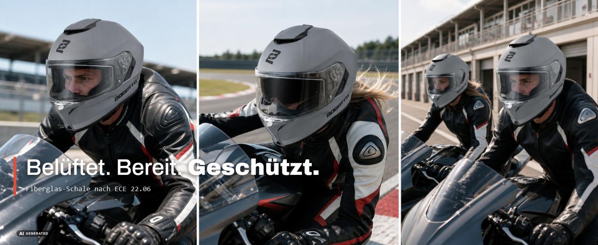 Bogotto Phantom Fiberglass Helm, anthrazit matt, M (57/58)