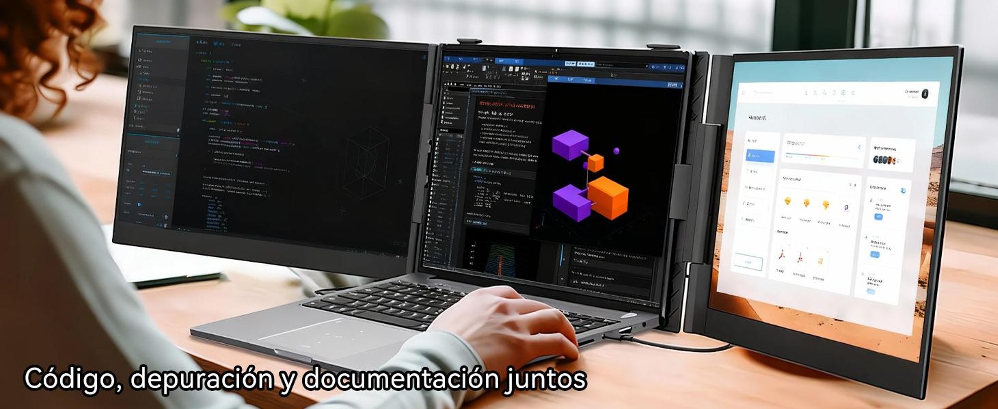 Blackview Pantalla portátil DCM6 de 14", monitor de doble pantalla para portátiles, ultradelgado, resolución FHD, compatible con portátiles de 13,3" a 17,3", giratorio 180°, para Windows/Mac/Android