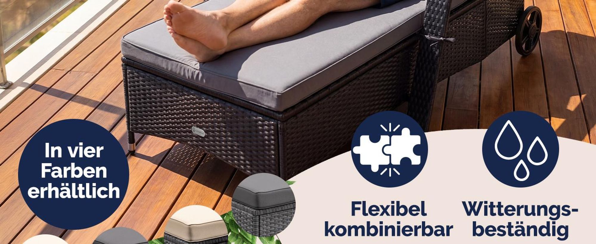 CASARIA Sonnenliege mit Rollen