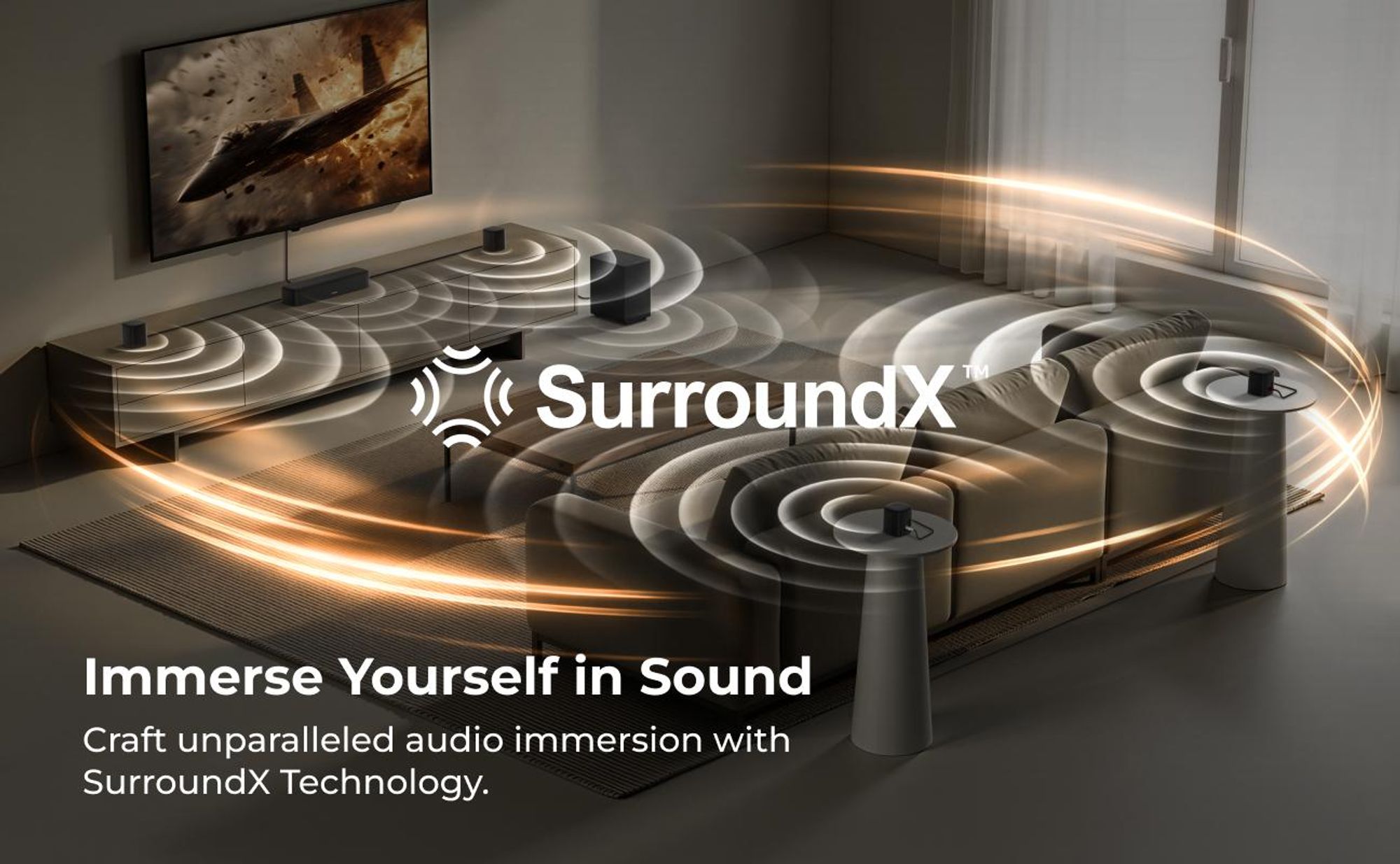 ULTIMEA 7.1ch Soundbar mit Subwoofer für TV, Surround Sound System für Heimkino, 4 Surround Lautsprechern, HDMI ARC, App Steuerung, Aura S4T