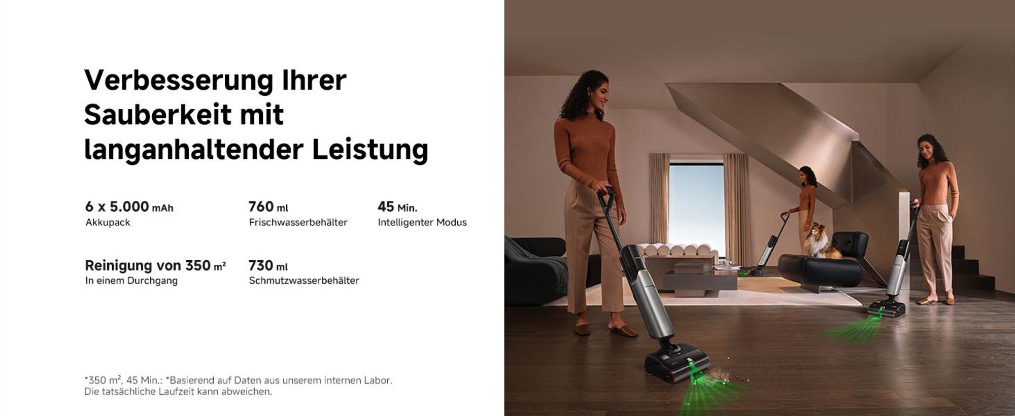 Mova X4 Plus Nass-Trocken-Sauger, 20.000 Pa Saugkraft, Auto-Reinigungslösung, Tangle-Free-Design, Selbstreinigung 100 °C, Push-In-Basisstation