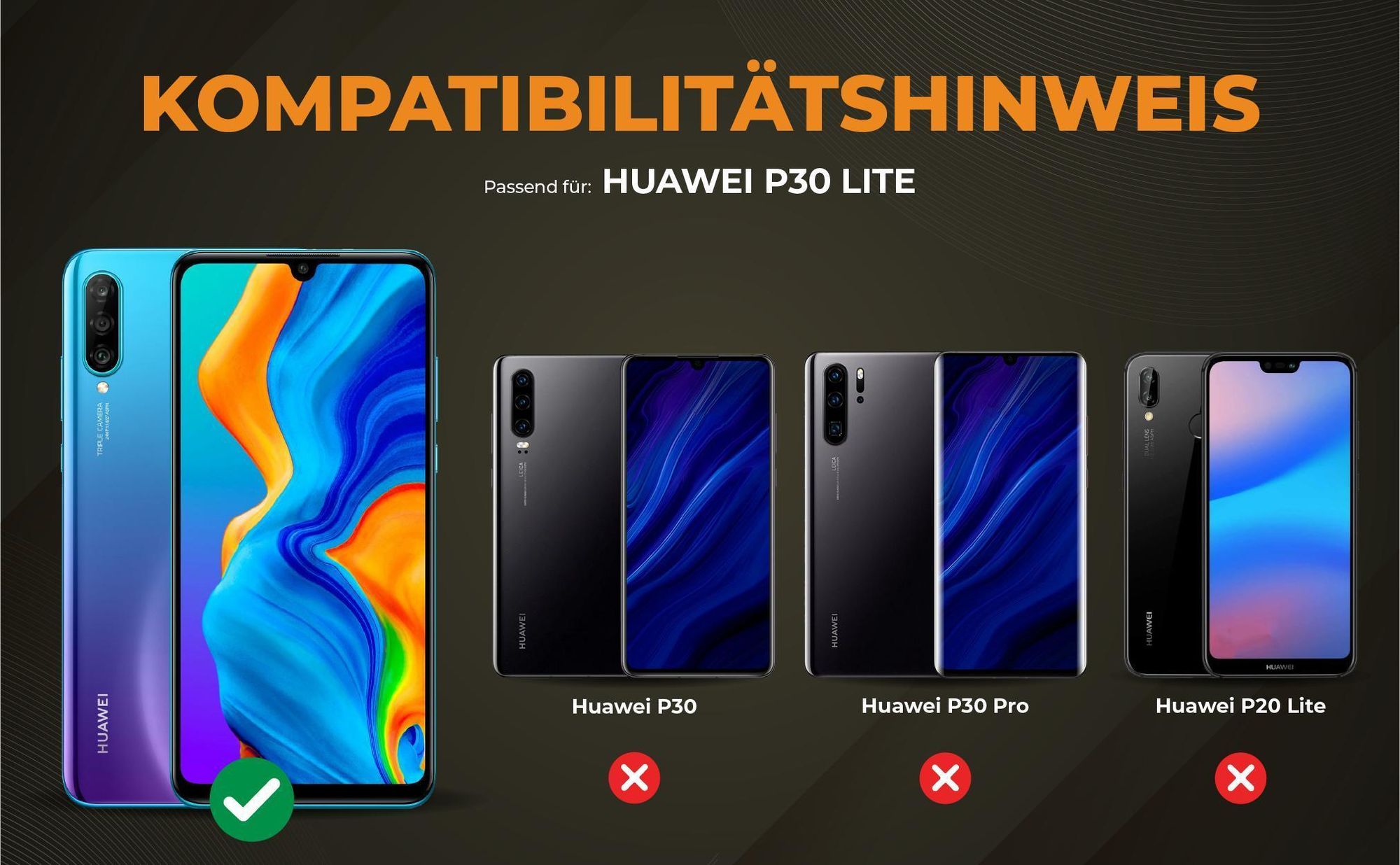 Kompatibilitätshinweise Hülle für Huawei P30 Lite