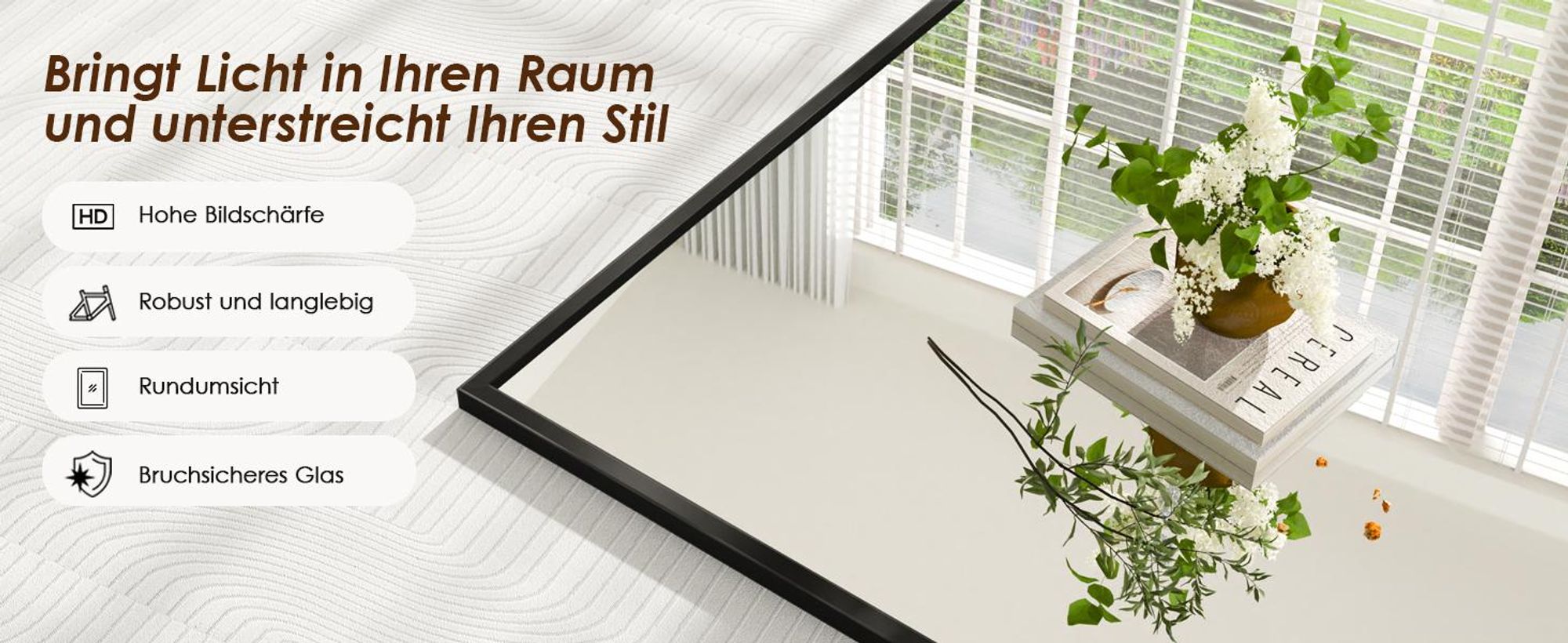 Vortisys 161 x 52 cm Rechteckiger Ganzkörperspiegel Rahmen aus Aluminiumlegierung Gehärtetes Glas Geeignet für Schlafzimmer und Wohnzimmer Schwarz