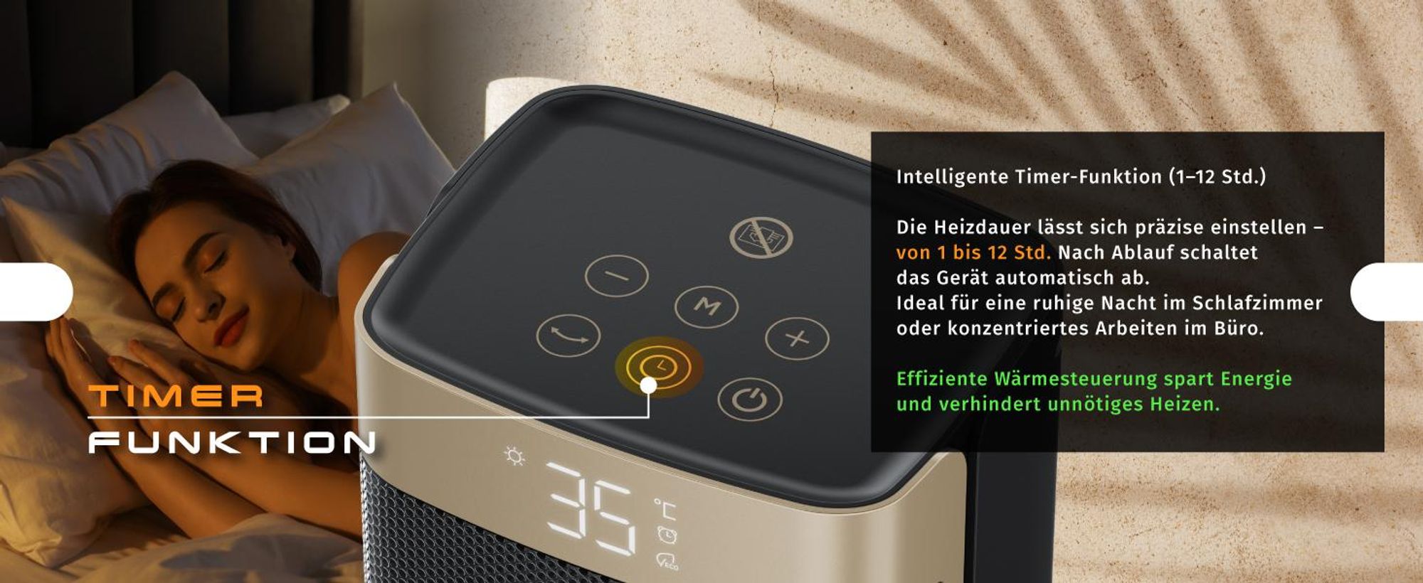 Brandson Keramik Heizlüfter 2000 W, Timer-Funktion
