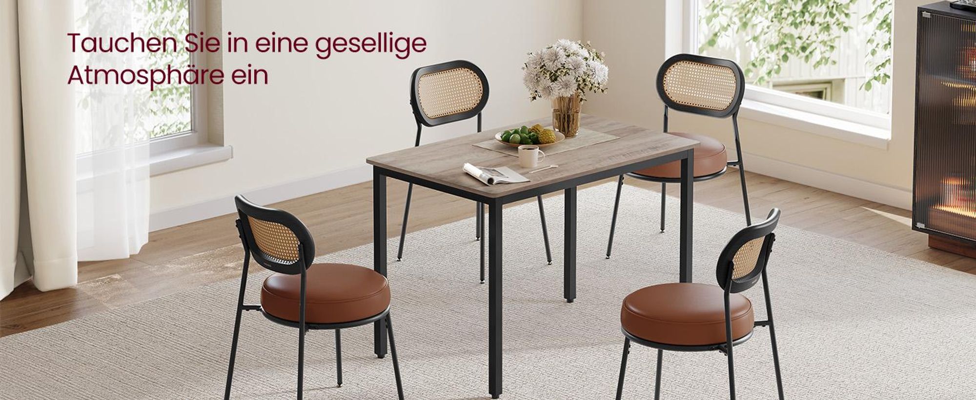VASAGLE Esstisch Küchentisch Esszimmertisch für 4 Personen Greige