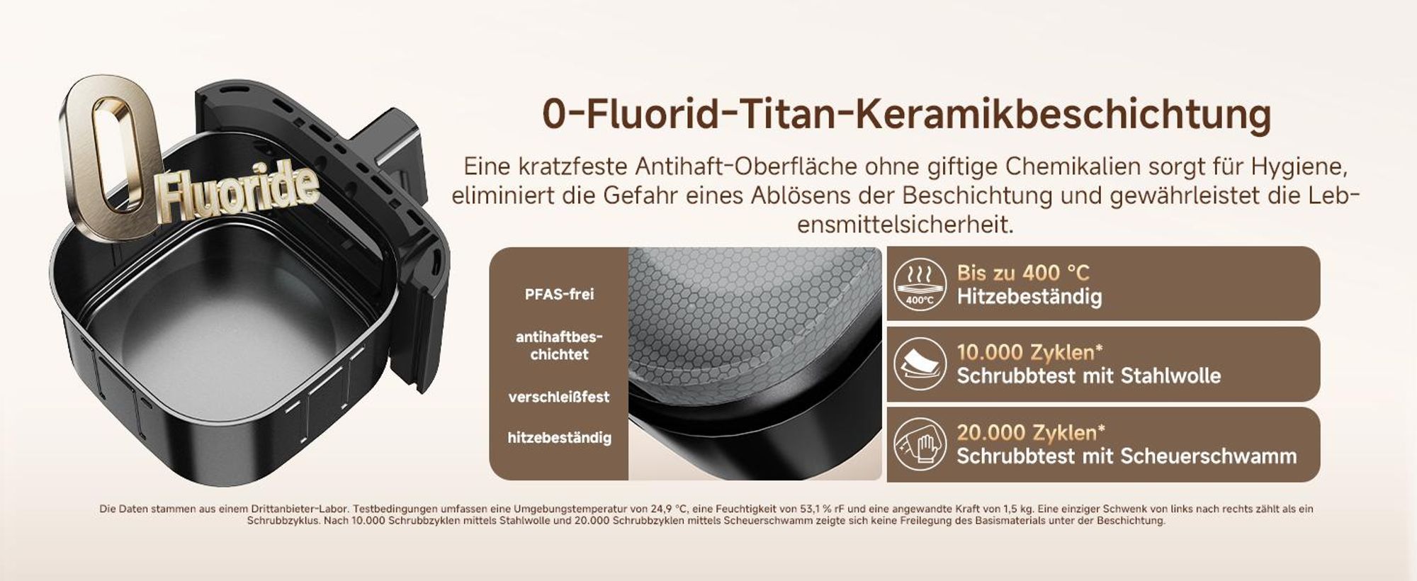 Dreame KrispNow™ AF20,6L Heißluftfritteuse,Metal-Innenraum,0-Fluorid Titanium-Keramik,Dual-Source 360° Hitze,8 Programme&Dörrfunktion,Aprikosenfarbe