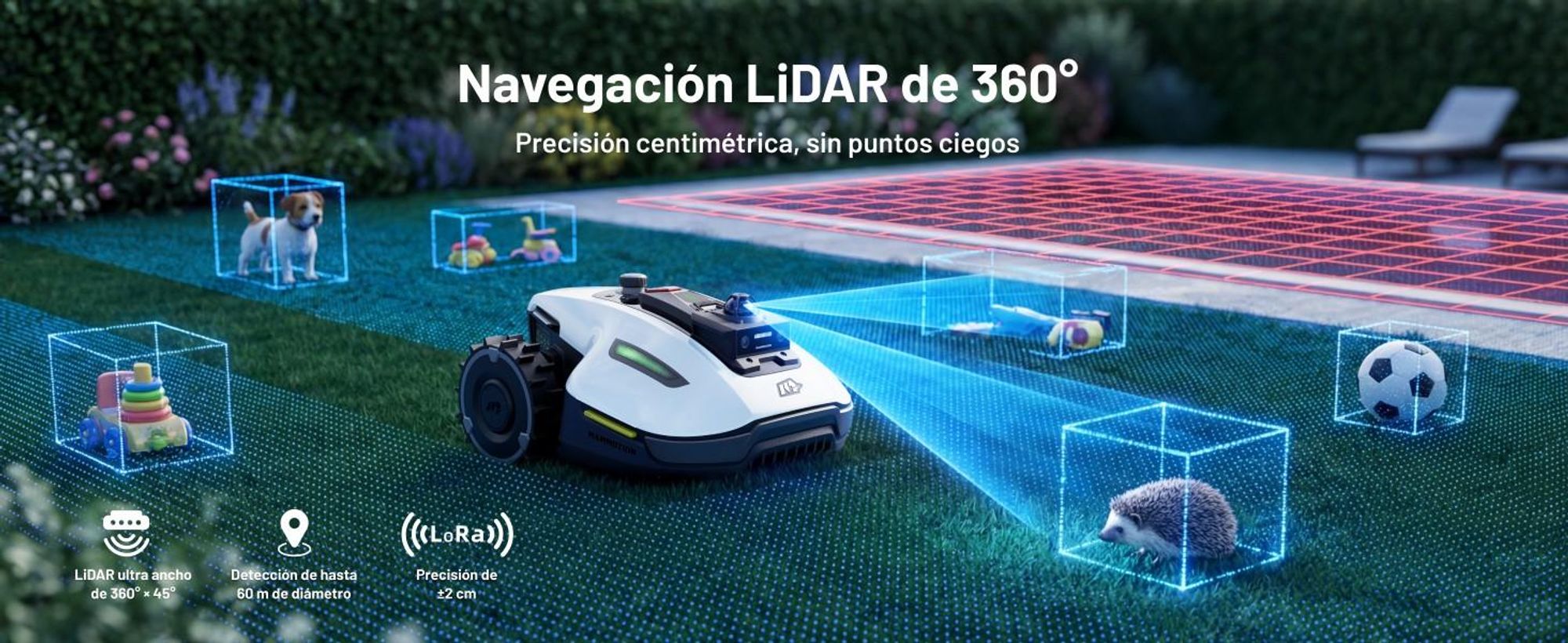 Cortacésped Robótico Mammotion YUKA Mini 2 1000 con garaje y soporte de lavado, sin cable, para 1000 m², DropMow, mapeo automático, corte de bordes