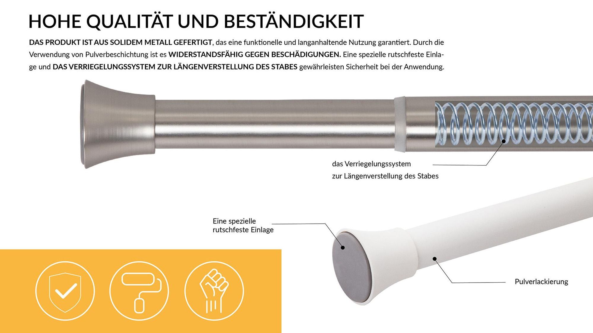 Gardinenstange, MARDOM, Vorhangstange, Metall, Ausziehbar, für Gardinen und Vorhänge