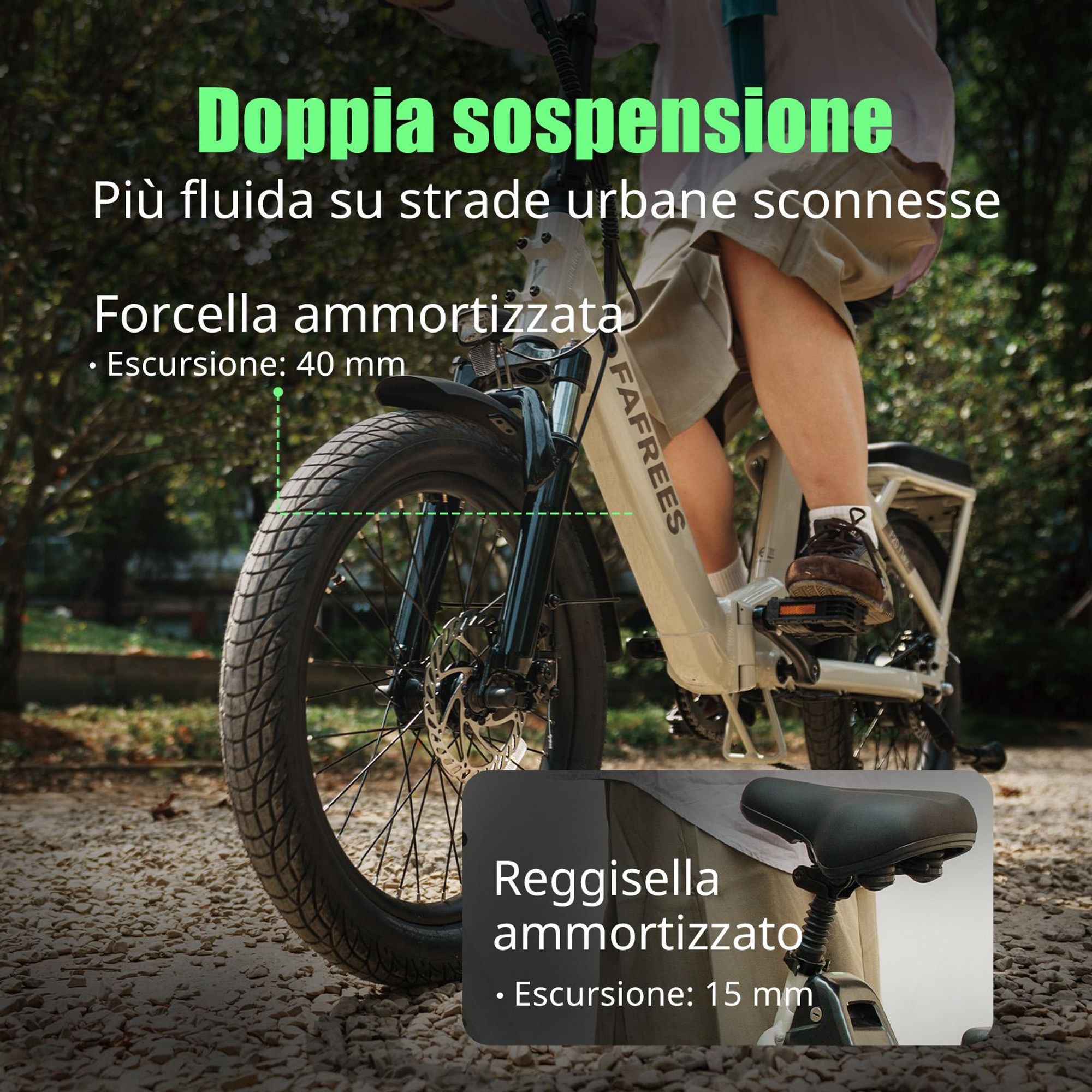 Bicicletta elettrica FAFREES F20 Flex - Motore da 250 W, batteria da 36 V 20 Ah, autonomia 75-100 km, freni a disco meccanici - Grigio canna di fucile