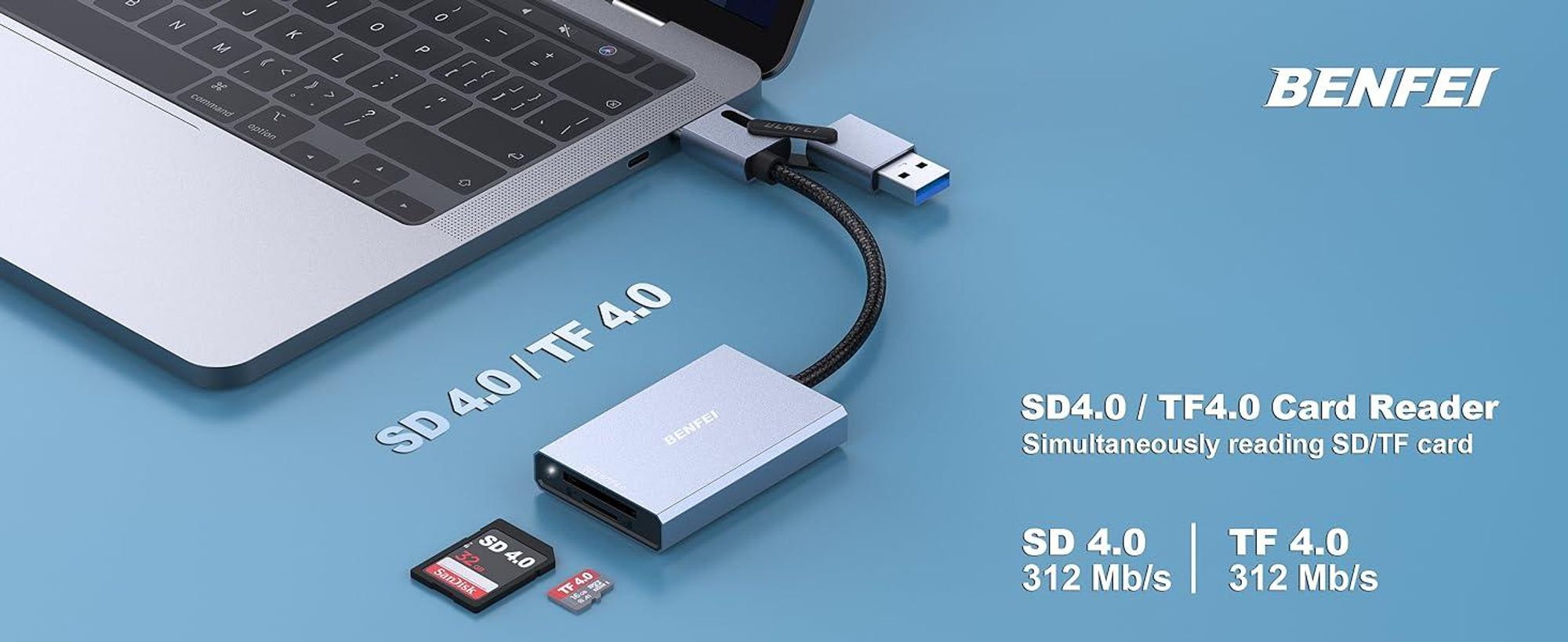 BENFEI Kartenlesegeräte SD 4.0 Kartenleser UHS II USB C A