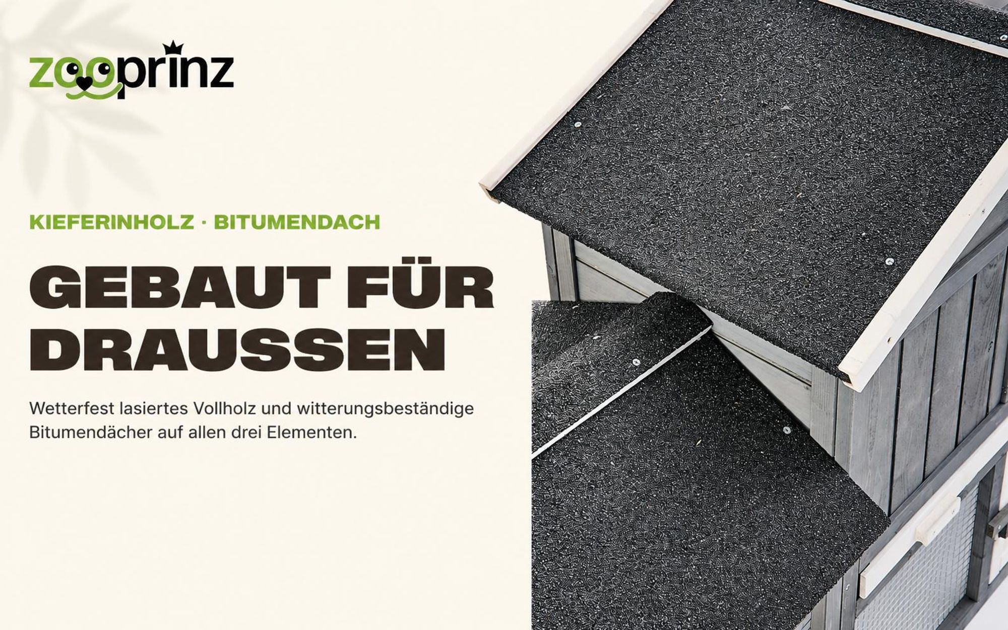 zooprinz Hasenstall Don Camillo | XXL mit Doppelauslauf | 210x85,5x54cm (BxHxT) | Wetterfest | Kiefernholz