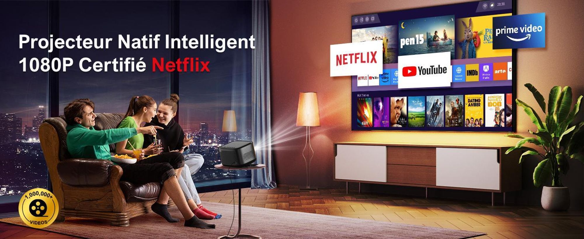 Projecteur ULTIMEA 4K Home Cinema Supporté, Projecteur Netflix, 700 ANSI-Lumen, Dolby Audio, Ajustement de l'écran & évitement d'objet