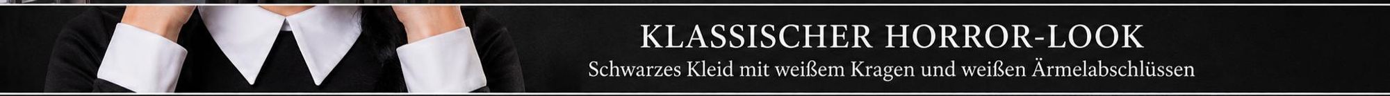 Horror Wendy Kostüm Damen – schwarzes Kleid mit weißem Kragen (38)