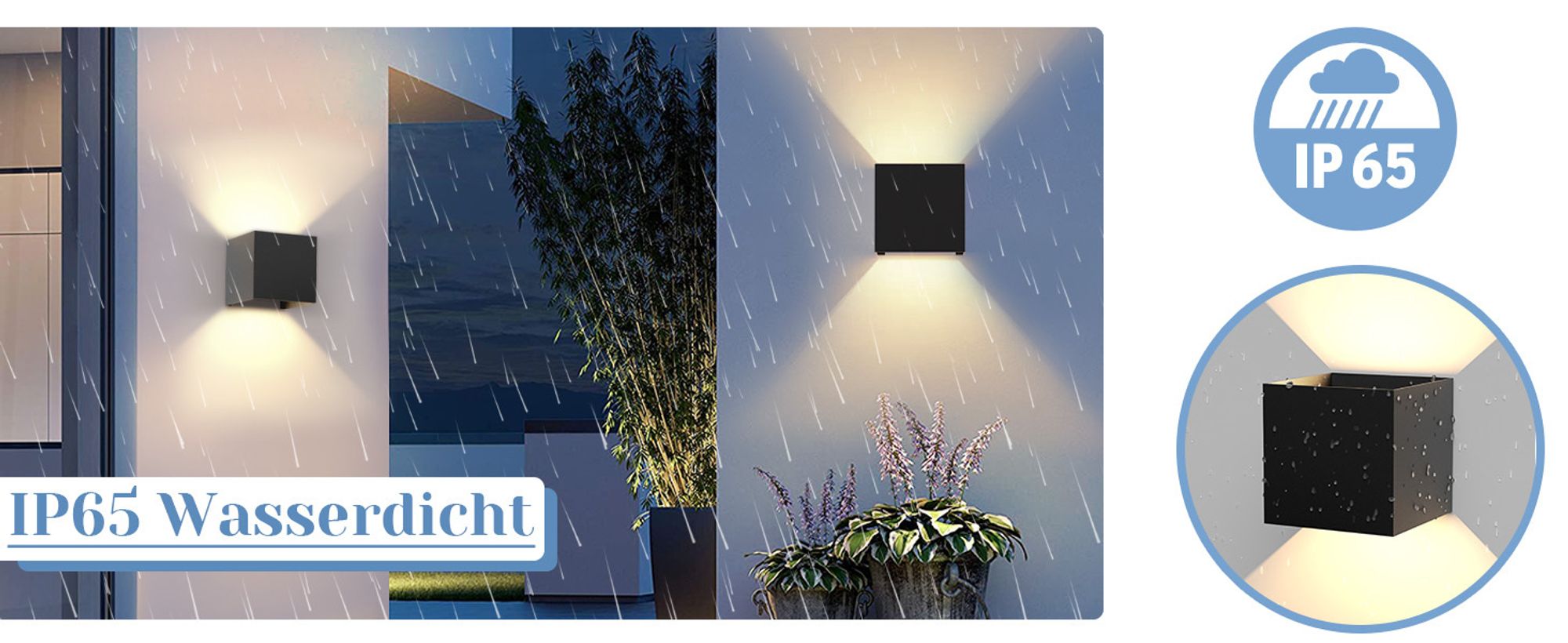 ZMH Led Wandleuchte Innen & Aussen Schwarz Wandlampe 01 Modern Up Down Warmweiß IP65 Wasserdicht Außenwandlampe 5W Einstellbarer Lichtstrahl für Flur Garten