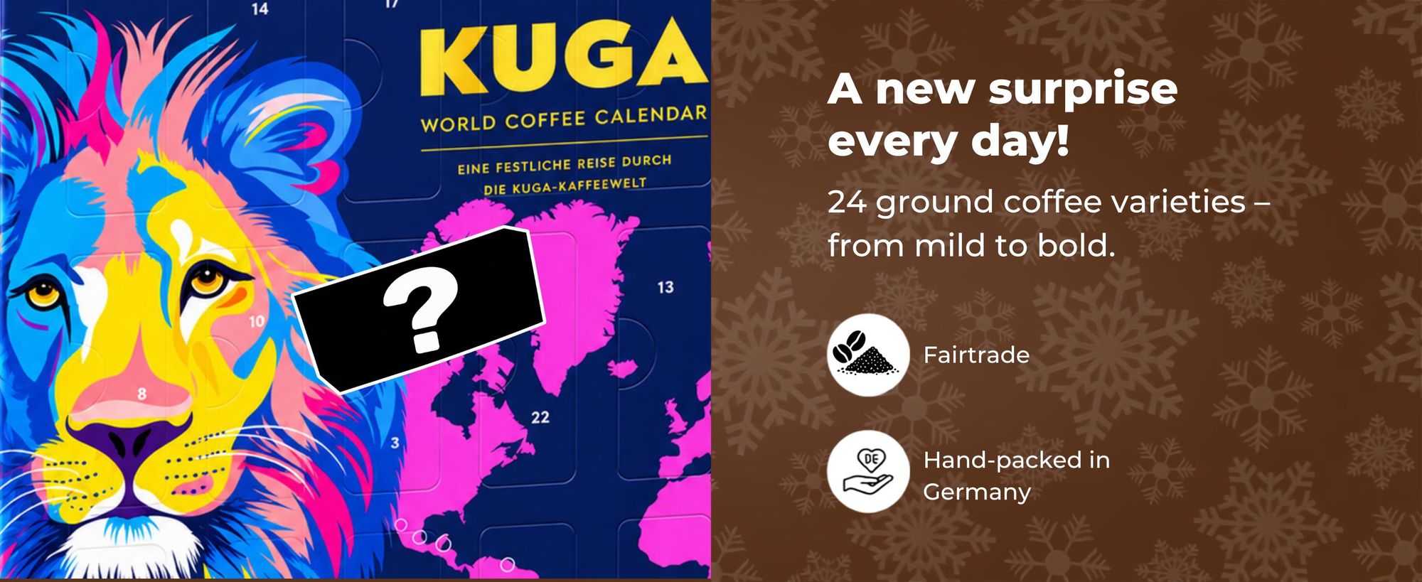 BOXILAND® mletá káva adventní kalendář 2026, 24 druhů, Fairtrade & bio